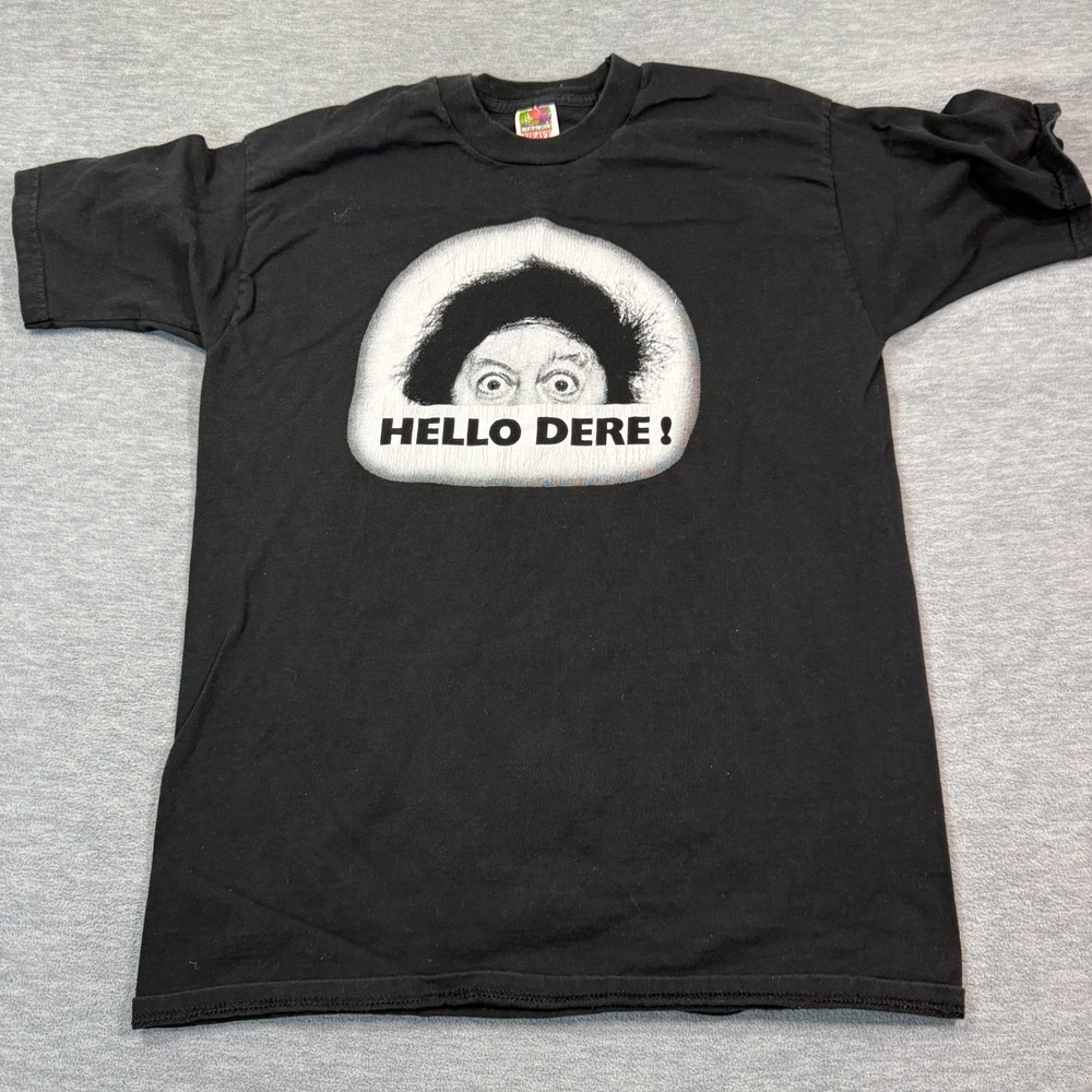 Fruit of the Loom T-Shirt Men‎ Large Black Hello Dere Marty Allen Comedy Vintage